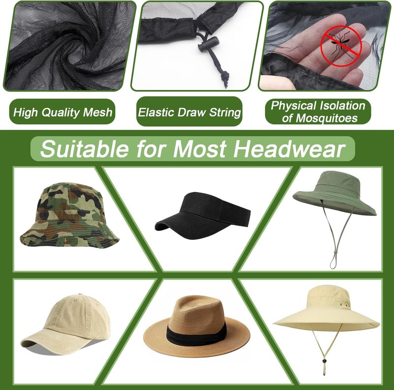 Anvin Mosquito Head Net Bug Hood for Fishing, Camping, Gardening Hat-Compatible Insect Shield Breathable Mesh Face Cover from No See Ums, Insects, Bugs(3 Pack, Upgraded One-Piece Design, Black) - Image 2